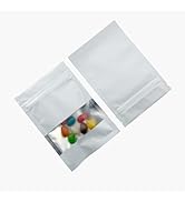 FERENLI 100 Pack 2.8x3.9 inch Matte Flat White Mylar Food Storage Bags with Window for Small Busi...