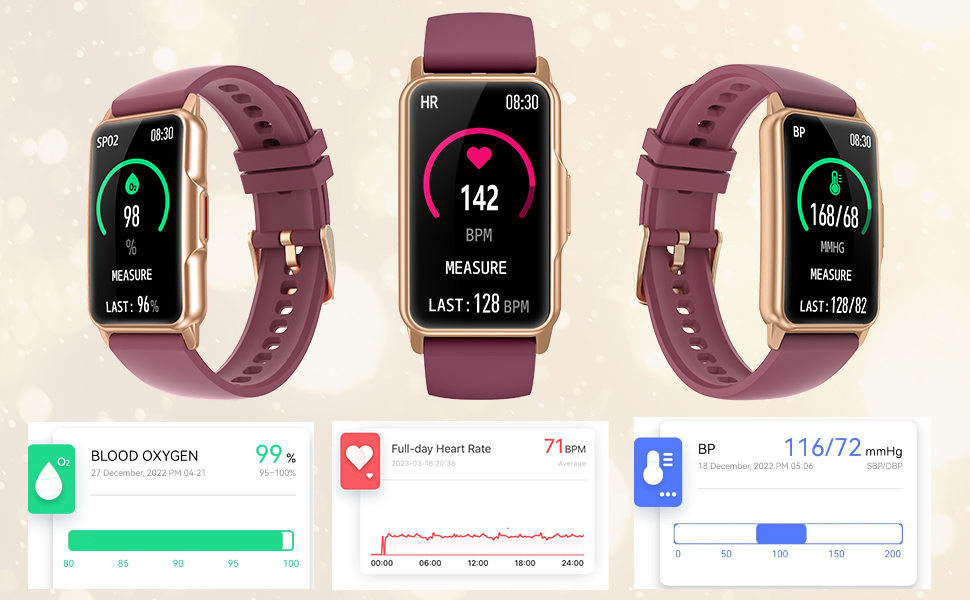 Fitness Tracker with Heart Rate Blood Oxygen Blood Pressure Monitor