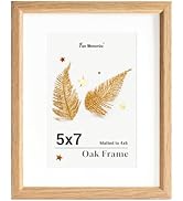 Fun Memories 5x7 Oak Picture Frame for Wall, 5x7 Frame with Matted to 4x6, Solid Wood Picture Fra...