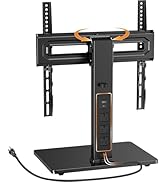 Perlegear Universal Swivel TV Stand with Power Outlet, Tabletop TV Stand for 32–60,65 Inch TVs up...