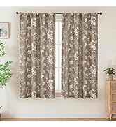 Aiyufeng Taupe Floral Curtains for Living Room Bedroom 63 Inches Long, Elegant Flower Print Patte...
