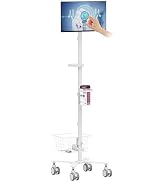 C09 Height Adjustable Mobile Medical Monitor Cart with Wheels and Basket Storage | Medical Trolle...