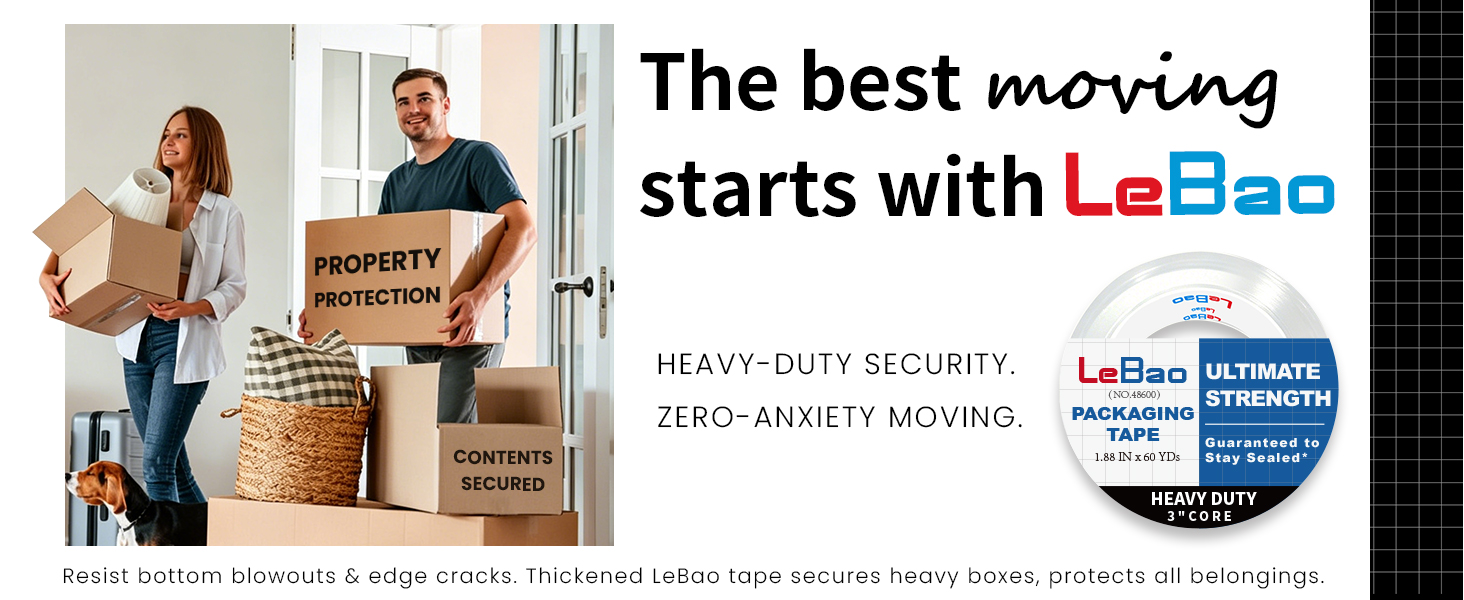 lebao best moving supplies heavy duty packing tape residential 1.88in moving tape