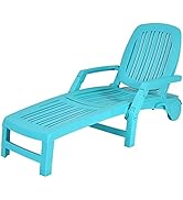 Tangkula Outdoor Chaise Lounge Chair, 5-Position Adjustable Recliner with Storage Box and Flexibl...