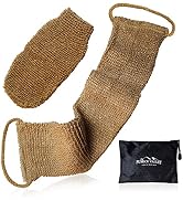 Natural Back Scrubber for Shower for Men and Women - Set of Hemp Back Washer & Exfoliating Glove ...
