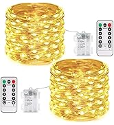 JMEXSUSS 2 Pack 200 LED Fairy Lights Battery Operated, 66Ft Fairy Lights Outdoor with Remote, 8 M...