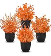 Der Rose 4 Pack Fall Fake Plants in Black Pots, Autumn Home Decor Indoor | Modern orange foliage,...