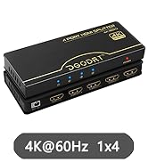 DGODRT 4K 60Hz 1x4 HDMI Splitter 1 in 4 Out, 4 Port HDMI Splitter Duplicate/Mirror 4K Screens Ful...