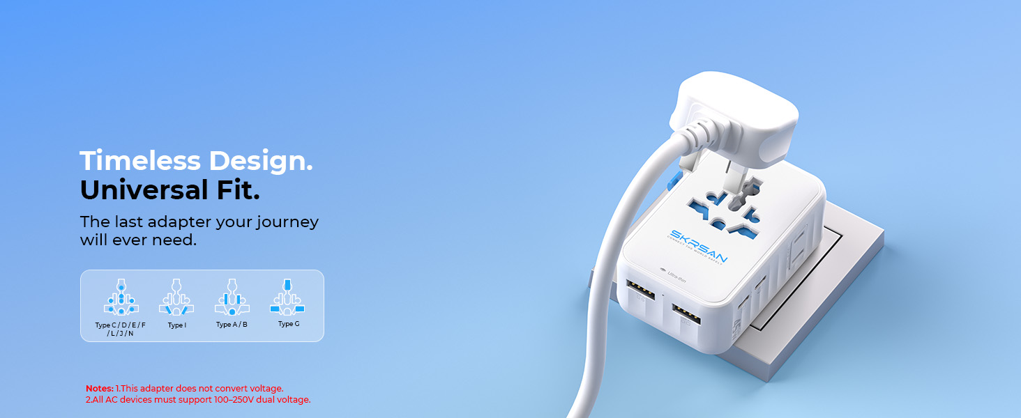 SKRSAN Aura Ultra-Thin Travel Adapter