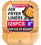 Air Fryer Liners Disposable, 125pcs Non-stick Disposable Airfryer Liners, 8 Inch Unbleached Parch...