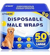 XPCARE 50 Count Disposable Male Dog Diapers, Male Dog Wraps,Super Absorbent Leak-Proof Fit(Large)