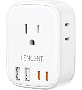 LENCENT Multi Plug Outlet Extender with USB, 4 AC Electrical Outlet Expander with 4 USB Charger C...