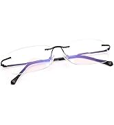Rimless Clear Bifocal Reading Glasses Blue Light Blocking Readers for Men and Women Unisex Eyewea...