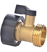 3/4" Brass Garden Hose Shut Off Valve,1-Way Restricted-Flow Water Shut-Off, Fits 3/4 Inch Hose Co...