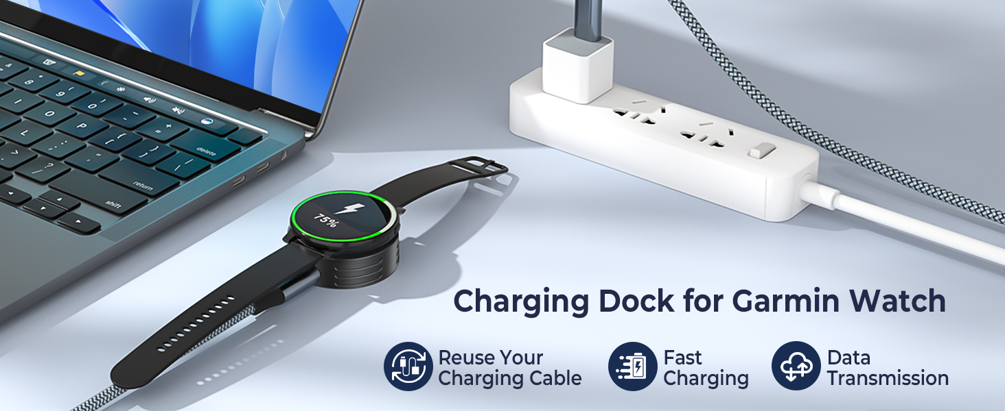 Charging Dock for Garmin Watch;Reuse Your Charging Cable Fast Charging Data Transmission