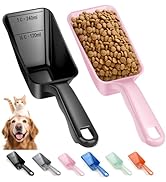 2-Pack Dog Food Scoop 1 Cup, Plastic Pet Food Measuring Scoop With Measuring Lines (1/2 & 1 Cup M...