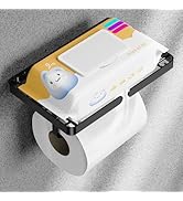 AIDILI Matte Black Toilet Paper Holder with Phone Shelf, Adhesive or Screw Wall Mount Toilet Tiss...