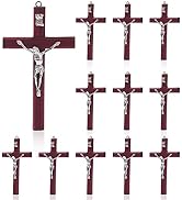 SHAOQINLIN 12 Pieces Crucifix Wall Cross, 4.7 Inch Wooden Wall Hanging Cross Wall Decor Home Decor