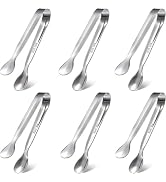 Mini Tongs Set of 6, 4.25" Small Serving Tongs for Appetizers, Charcuterie Board, Buffet - 304 St...