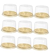 SHINEOFI 10Pcs Plastic Cake Container with Dome Lids Round Cake Holder Cake Carrier for Transport...