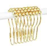 12PCS Shower Curtain Hooks Rings for Bathroom, Gold Stainless Steel Rust Resistant Shower Curtain...