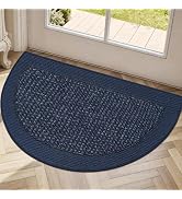 FLOORHUG Half Circle Door Mat Indoor Entrance Welcome, Non-Slip Washable Doormat, Trap Dirt and M...