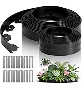 Joyhalo 1.5 in Tall 100ft Garden Edging Border Kit with 120pcs Metal Spikes, No-Dig Flexible Plas...