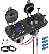 Depvko Cigarette Lighter Socket Splitter, 12V USB Outlet Panel 20W PD3.0 & QC3.0 USB Car Charger ...