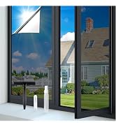 rabbitgoo One Way Window Privacy Film Tint with 3 Tools for Home, Sun Heat UV Blocking Control Re...
