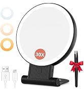 1X/30X Magnifying Mirror with Light, Double Sided Makeup Mirror with Adjustable 3 Color Light, 20...