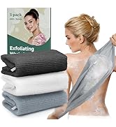 Bathway Exfoliating Washcloth, 36.8-Inch Bath Towel Body Scrubber with Hanging Strap, Back Scrubb...