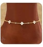 KELAIEN Anklets for Women Waterproof 14K Gold Plated Cz Beach Ankle Bracelets Dainty Summer Butte...