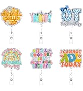 Occupational Therapy Badge Reels Retractable - Cosmisun 6 Pcs OT Floral Badge Holder with Alligat...