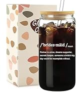 Mikopei Bridesmaid Gifts, Cute Glass Cup with Lid and Straw, Bridesmaid Proposal Gifts for Weddin...