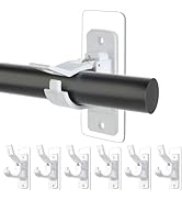 6 PCS Self Adhesive Curtain Rod Bracket, 20lbs Load Capacity Heavy Duty Hangers and Holders, No D...