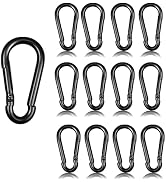 20PCS M5 Black Carabiner Clip, 3/16Inch Snap Hook Quick Link Small Clips, 2'' Spring Carabiner Li...