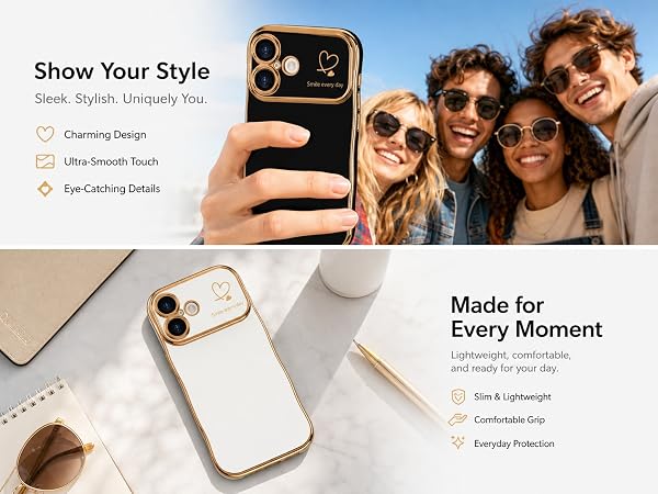cute chic wave case for iphone 17 luxury plating