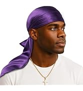 YFONG 100% 22 Momme Mulberry Silk Durags for Men Women, Long Straps Silky Do Rags for 360 Waves