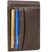 XZVXZV Men's Slim Wallet Italian Pebbled Leather Minimalist Front Pocket RFID Blocking Credit Car...