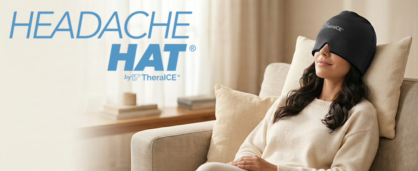 TheraICE Headache Hat migraine mask—cooling therapy for pain, tension, sinus, puffy eyes