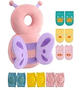 JunNeng Toddler Baby Head Protector Pad Safety Cushion with Knee Pads&Anti-Slip Socks (Butterfly)...