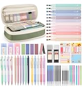 DazSirit 62 PCS Aesthetic School Supplies with Foldable Pencil Case, 12 Pastel Highlighters, 4 Er...