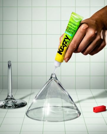Krazy Glue Max Bond Super Glue Gel bonds broken martini glass stem with precision applicator