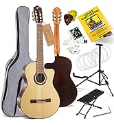 Premium Classical Guitar Walnut and Spruce Full Size 39” Acoustic 6 String Traditional Handcrafte...