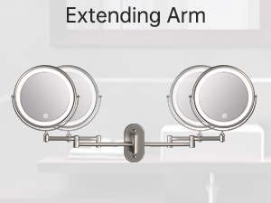 Extending Arm Makeup Mirror with Lights