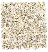 AUEAR, 300 Pack Mixed Wooden Flower Leaf Pattern Handmade Wodden Crafts Home Wedding School DIY C...