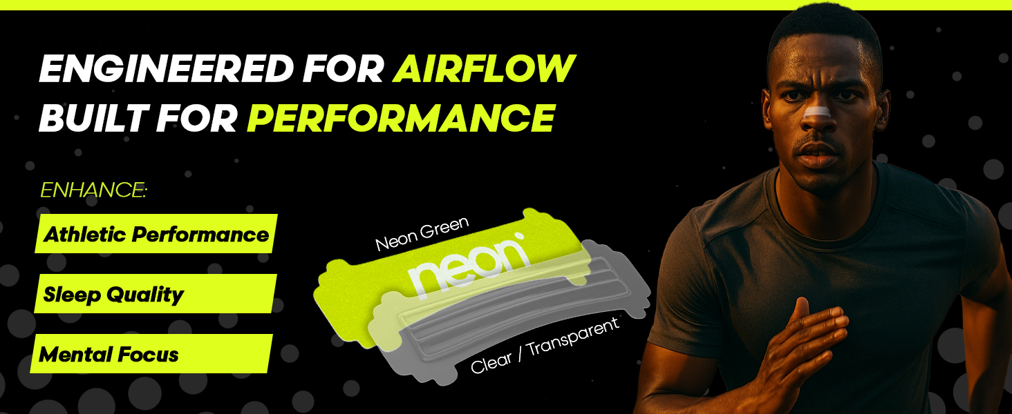 Text reads 'ENGINEERED FOR AIRFLOW' and 'BUILT FOR PERFORMANCE'. High-contrast black and neon yellow technical product graphics.