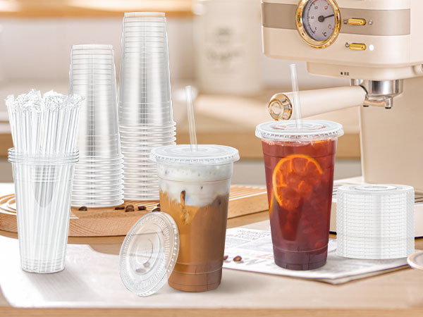 iced coffee cup with lid and straw