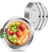 Offiper Patterned Deep Stainless Steel Plates, 4 Set 7 inch 304(18/8) Metal Food Serving Plate, R...