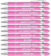 PASISIBICK 12 Pieces Pink Inspirational Motivational Quotes Snarky Screen Touch Stylus Ballpoint ...